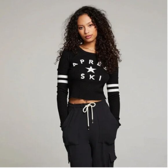 Chaser Black Apres Ski Waffle Thermal Long Sleeve Top Size Medium - Picture 2 of 16